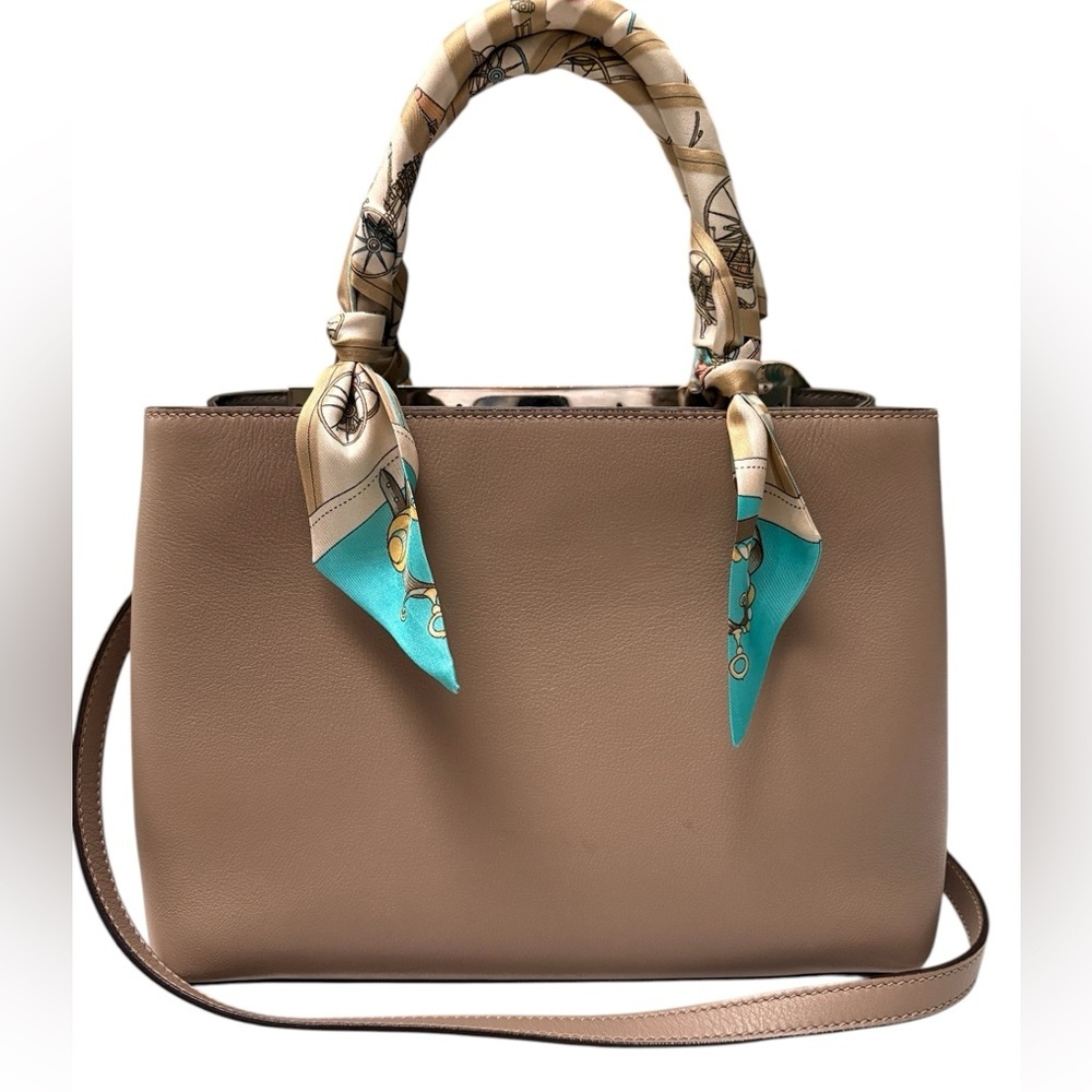 Fendi Petite 2Jours Vitello Calfskin Satchel Tortora Taupe Crossbody - Picture 3 of 16